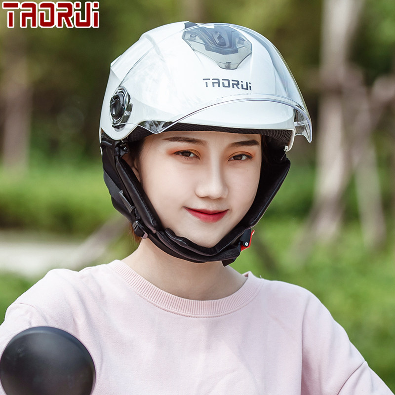 韬瑞电动车头盔女四季通用头灰男轻便电瓶车保暖防雨女防晒安全帽