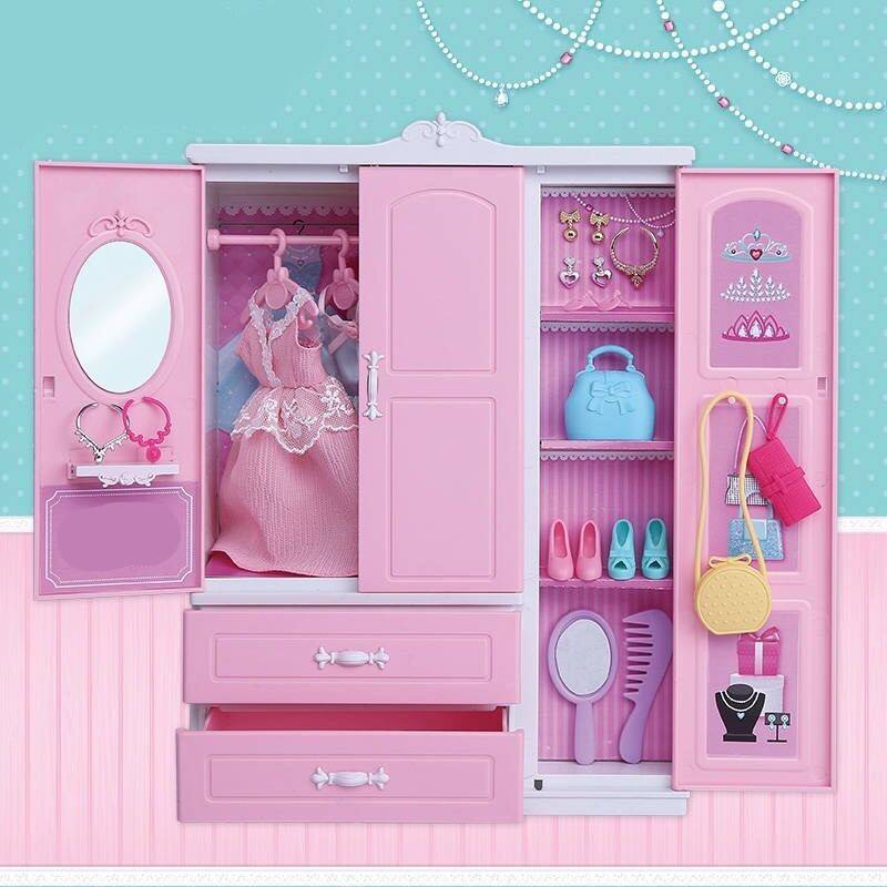 圣诞礼物娃娃公主百变衣橱衣柜收纳柜整理柜家具配件女孩玩具家居
