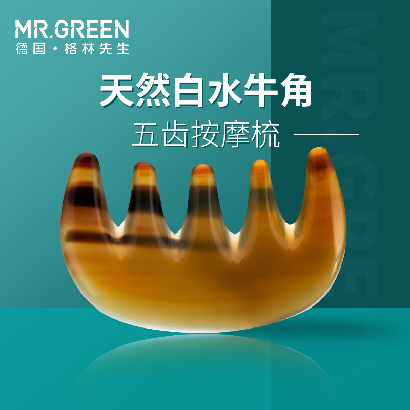 德国MrGreen宽五齿梳家用天然