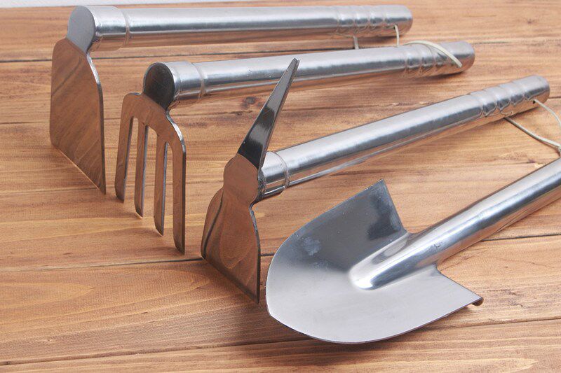 不锈钢两用锄头除草钉耙农具种菜种地挖笋小锄头花锄农用园艺工具