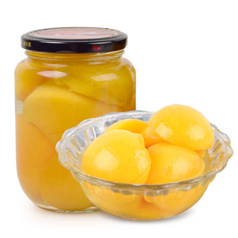 一折荔枝罐头 玻璃瓶包邮整箱_黄桃罐头水果罐头玻璃瓶装2瓶整箱510g*