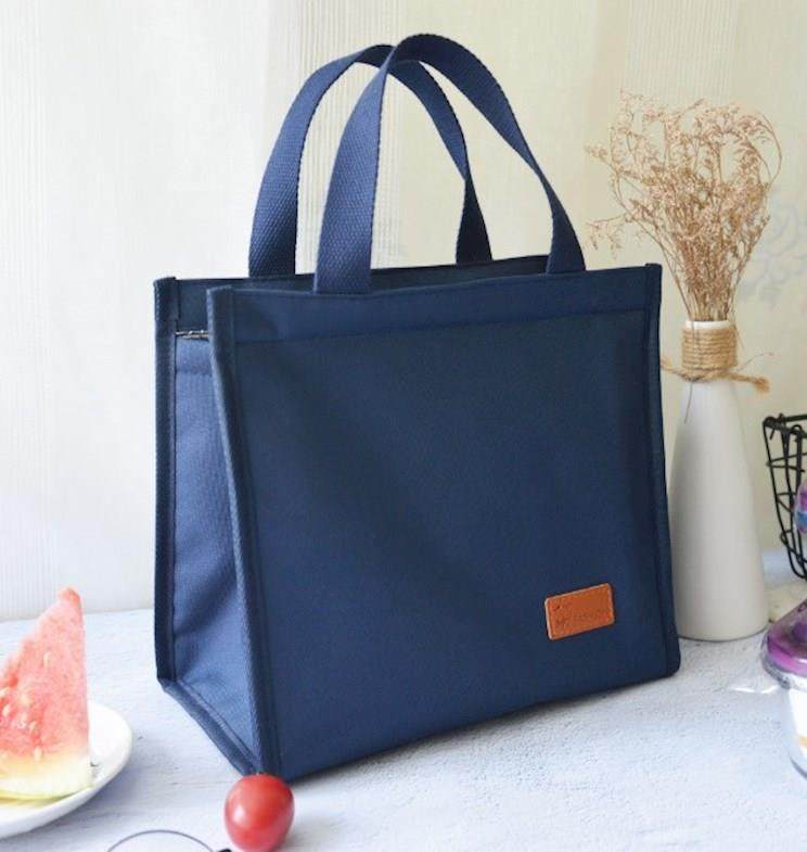 饭兜子 手拎 便携 上班便利袋男士手提袋简约便当盒带饭包保温布