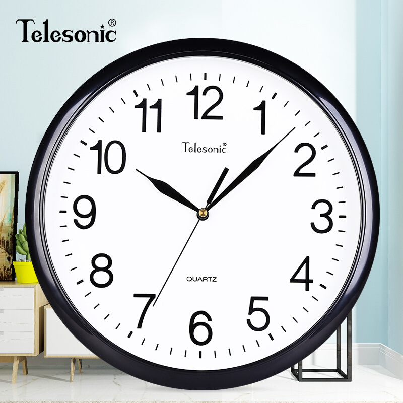TELESONIC天王星客厅挂钟时尚挂表静音创意简约时钟现代石英钟表