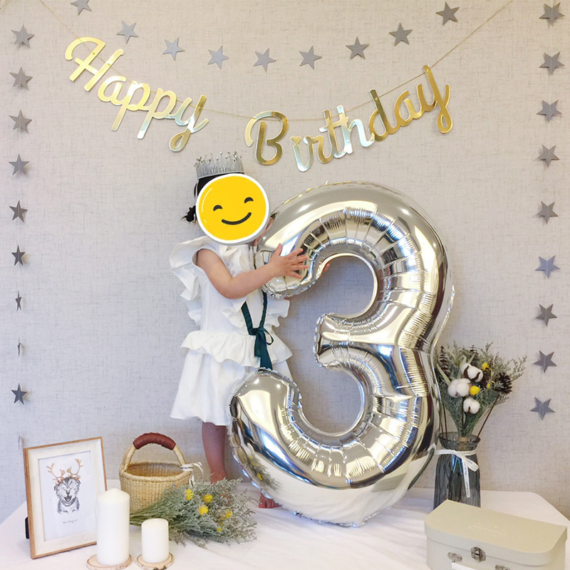 40寸大号数字玫瑰金色银色黑色铝膜气球宝宝周岁生日派对装饰用品