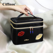 Household cosmetic bag female portable cute ins wind super fire large-capacity travel portable double-layer storage box with mirror