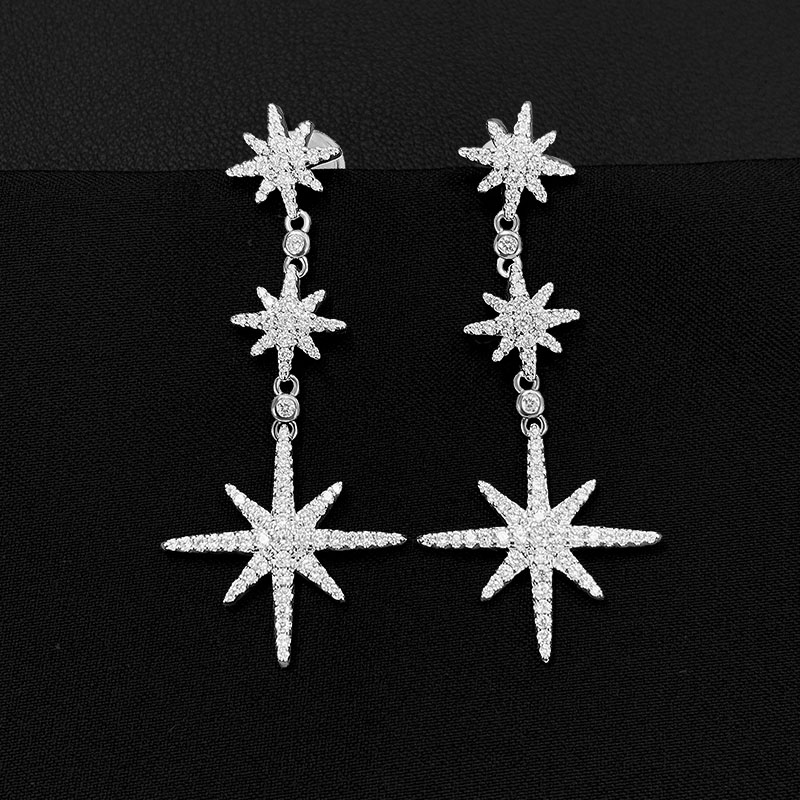 accord高端定制的优惠券大全—a家amzy耳钉女三流星吊坠耳环六芒星长