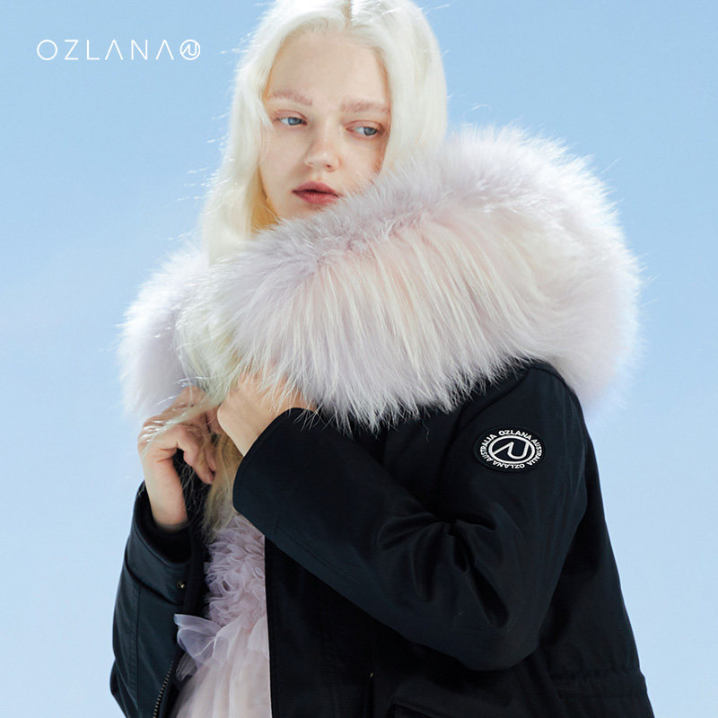 ozlana2021新款冬季外套女皮毛一体皮草派克服年轻大毛领皮草大衣