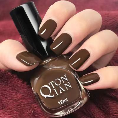 咖啡色指甲油 巧克力色指甲油不可剥持久防水不掉色快干免烤透明