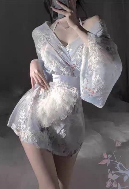 猫猫私房：神明少女～日式和服睡衣雪纺睡袍女性感风樱花浴衣套装