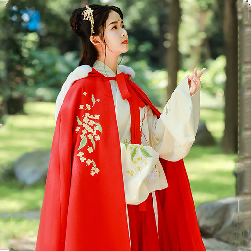 汉服斗篷女正品原创古装中国风加绒加厚仙气飘逸古风秋冬袄裙披风