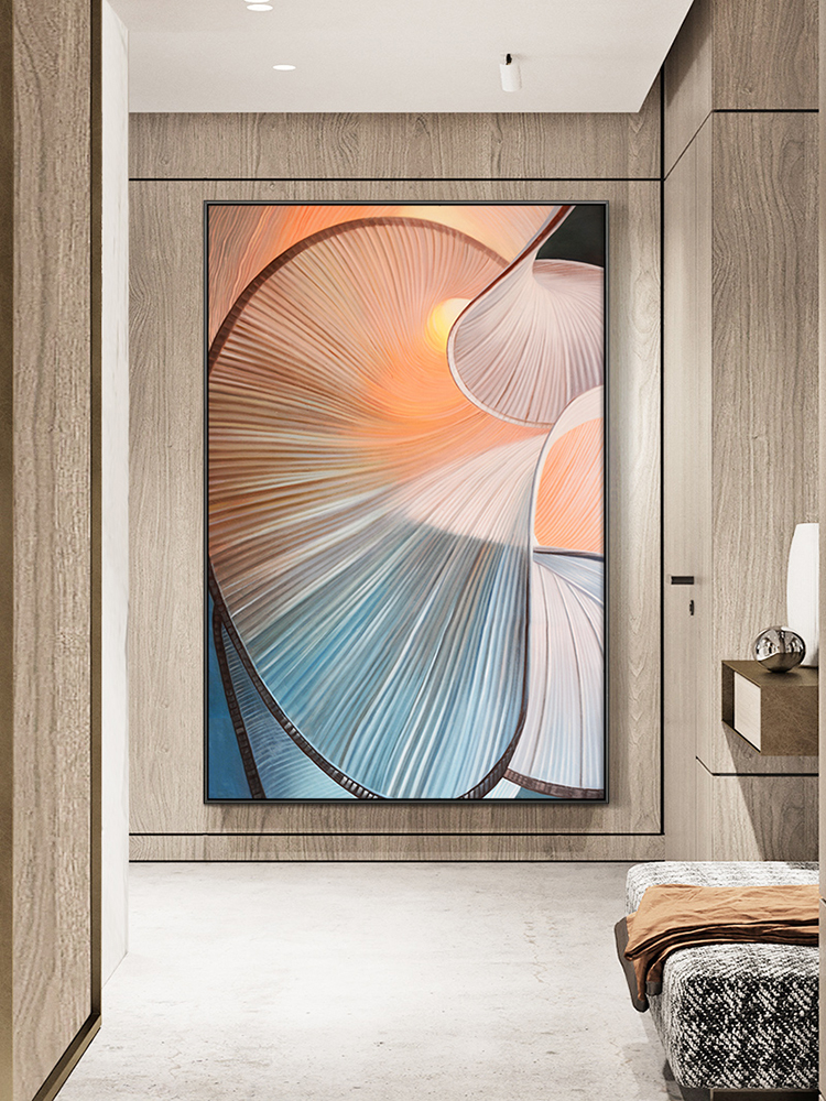 现代轻奢玄关装饰画大气抽象挂画走廊过道壁画巨幅落地客厅画简约