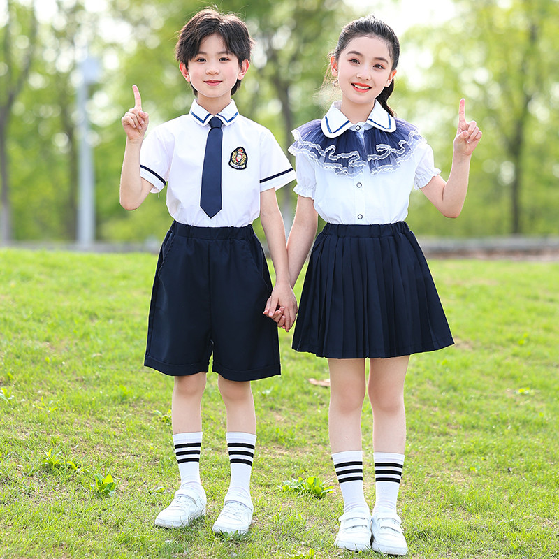 幼儿园园服夏装毕业照班服衬衫小学生校服夏季英伦套装儿童合唱服