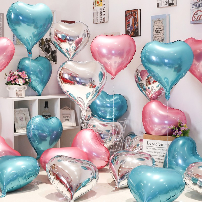 18寸爱心心形铝膜气球生日派对装饰浪漫结婚婚庆婚新房间场景布置