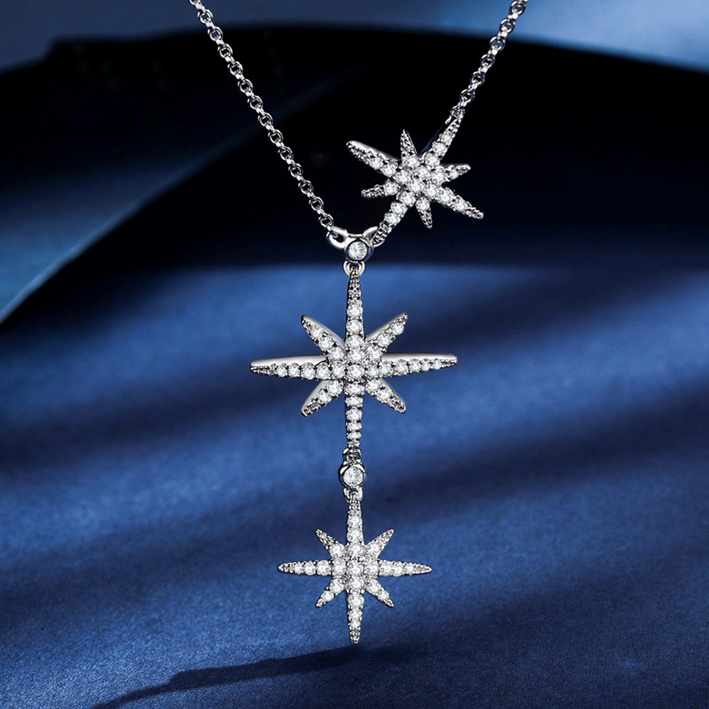 apmmonacobaby六芒星轻奢小众纯银女项链流星秋冬毛衣链送女友