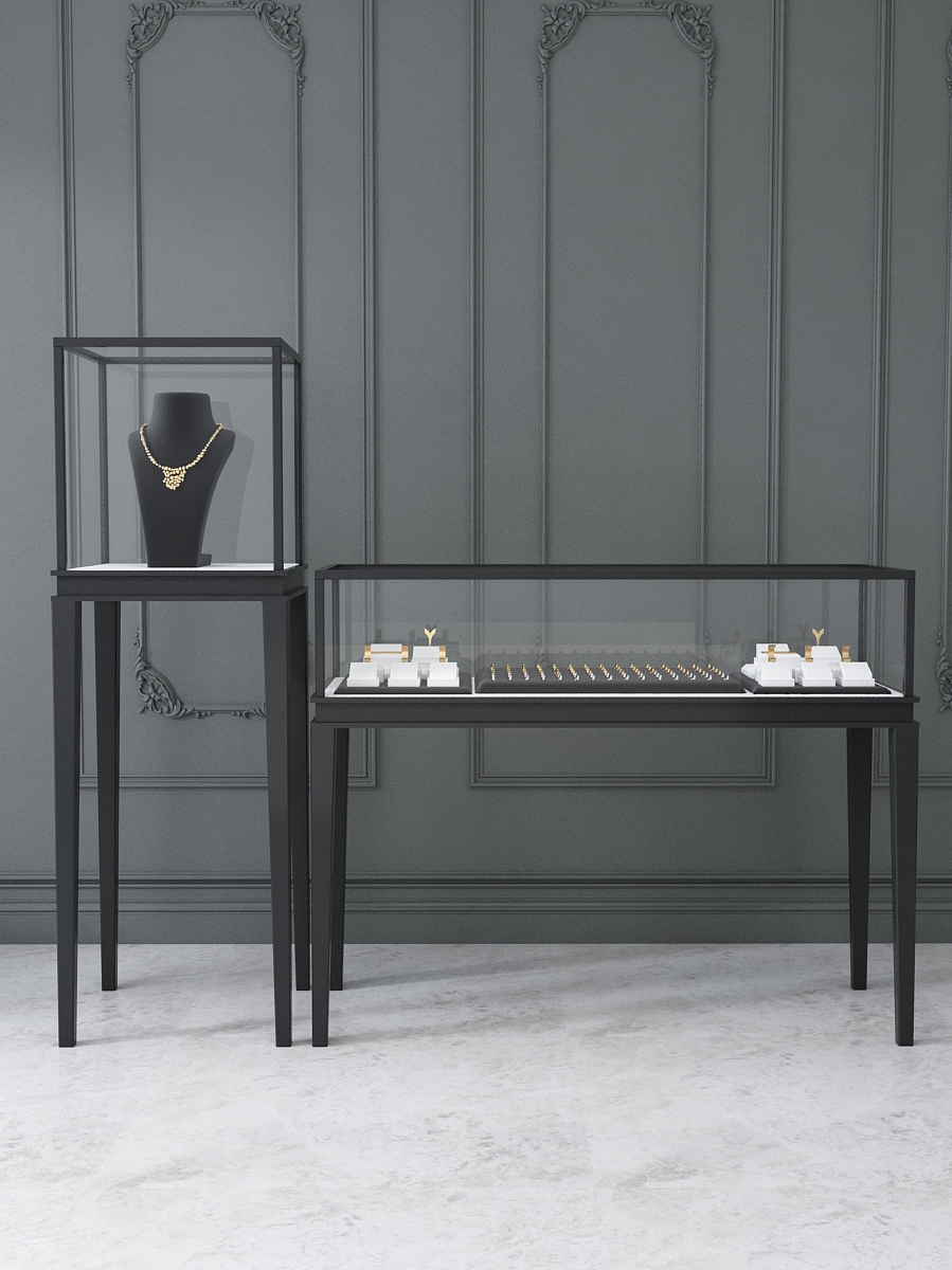 一折珠宝柜_轻奢珠宝展示柜奢侈品透明玻璃饰品柜台首饰展柜展会展览