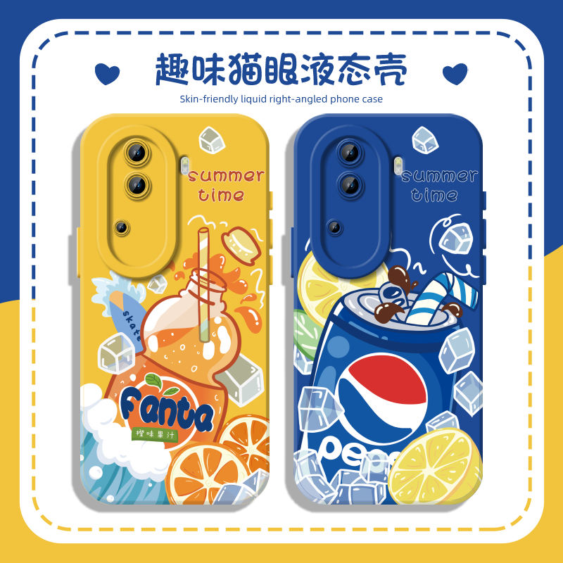 夏日汽水手机壳适用于OPPO多巴胺OPPOReno11新款Reno10Pro网红9卡通8小清新7饮料6创意oppofindx7适合夏天的5