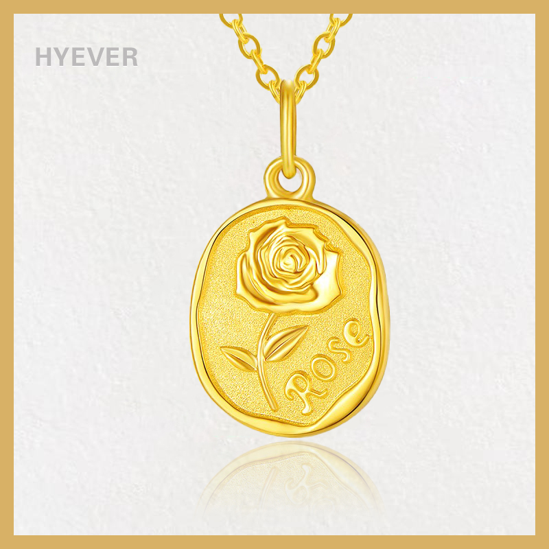 5g黄金吊坠小红书玫瑰花牌金币足金999金项套链女友生日礼物礼物