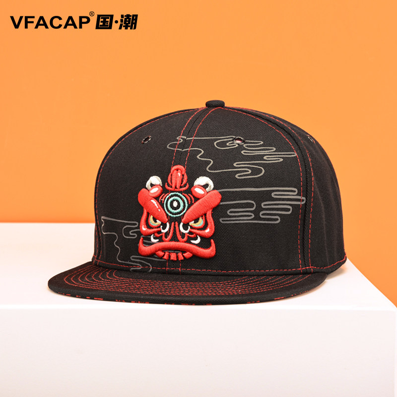 2021秋季新款中国风醒狮平檐帽子男士国潮嘻哈帽街舞帽平沿棒球帽