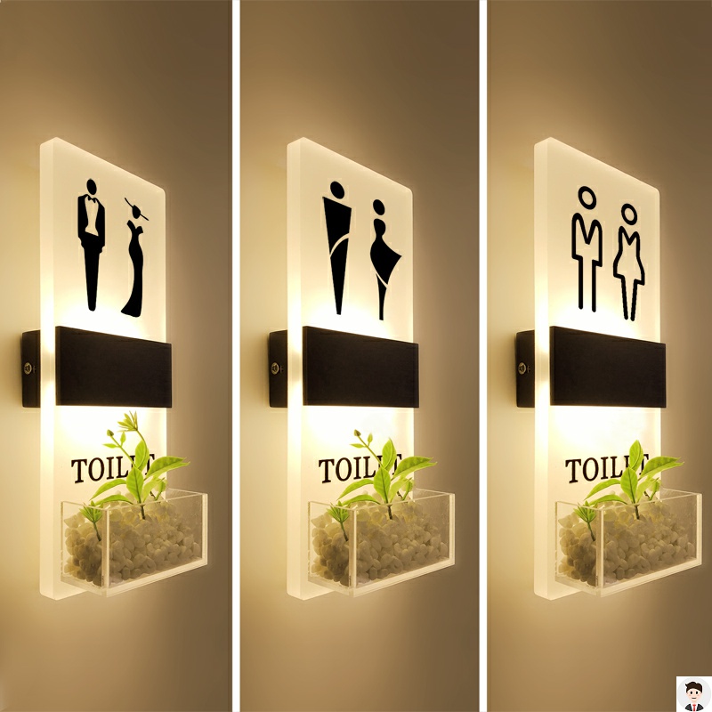 高档卫生间发光门牌创意wc带灯提示牌灯男女洗手间指示牌标志logo