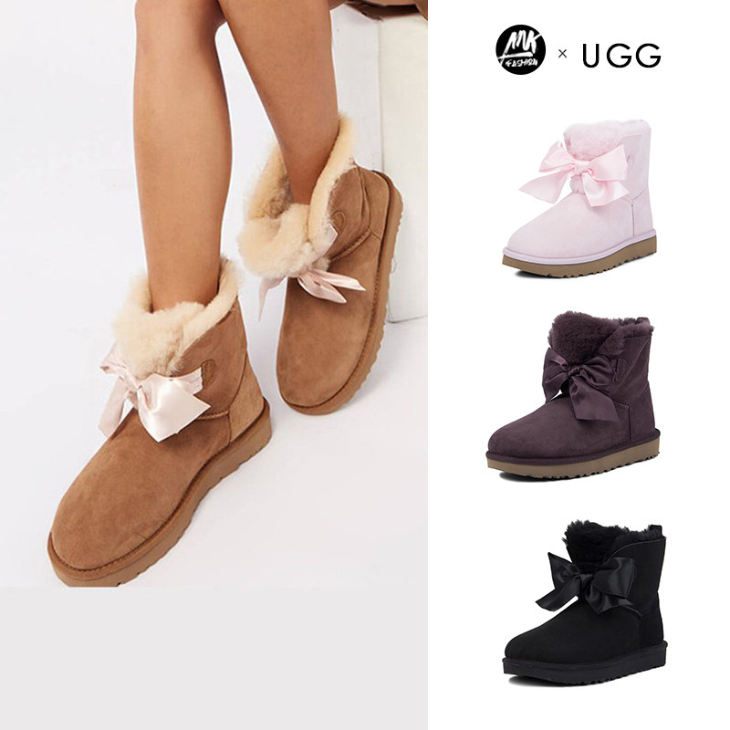 ugg女鞋 秋冬季女士雪地靴经典新奇系列蝴蝶结迷你短靴 1098360