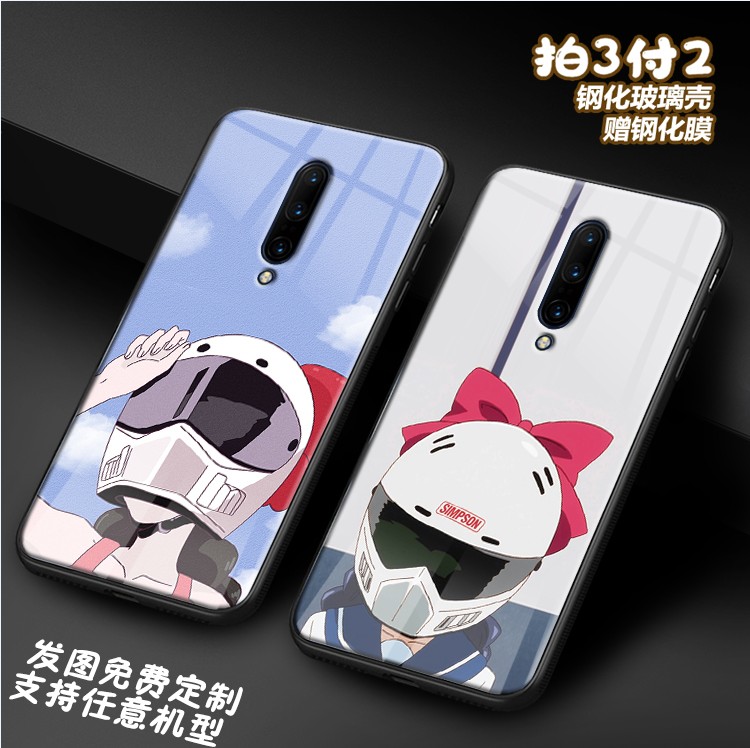 爆音机车少女适用oneplus一加6T 5玻璃1+8手机壳一加7Tpro 定制潮