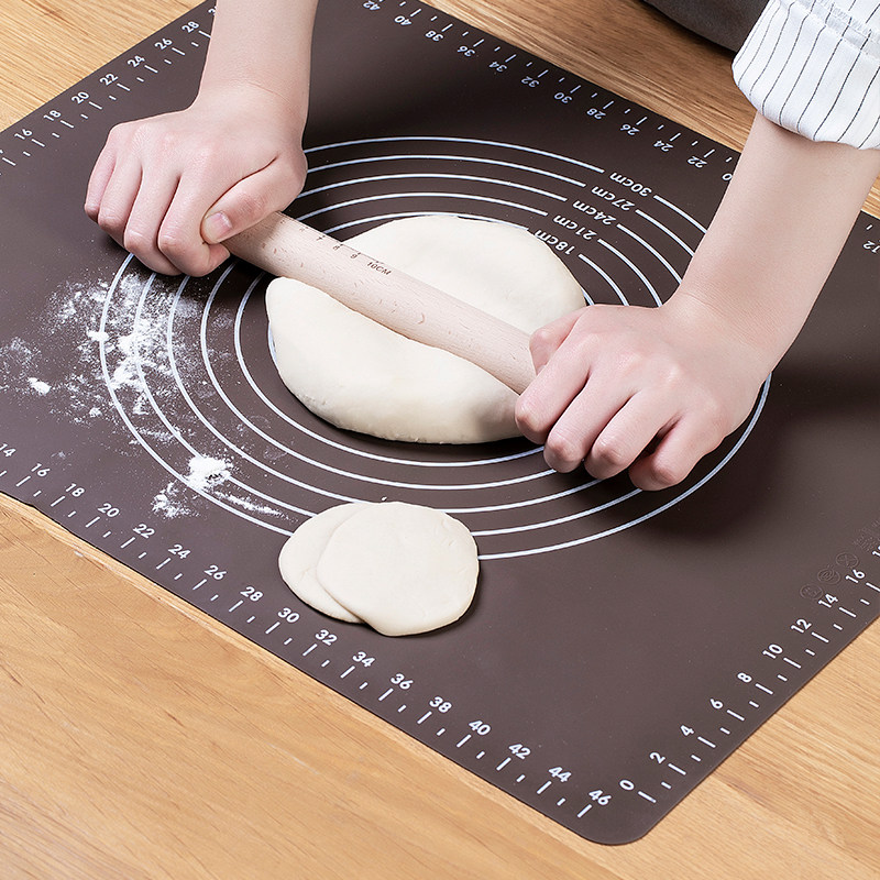 米立风大号防滑硅胶揉面垫家用厨房和面垫带刻度食品级擀面杖实木