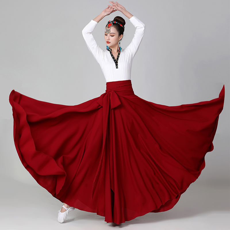 蒙古舞蹈表演服女藏族舞蹈练功服艺考大摆裙民族古典舞蹈服装新款