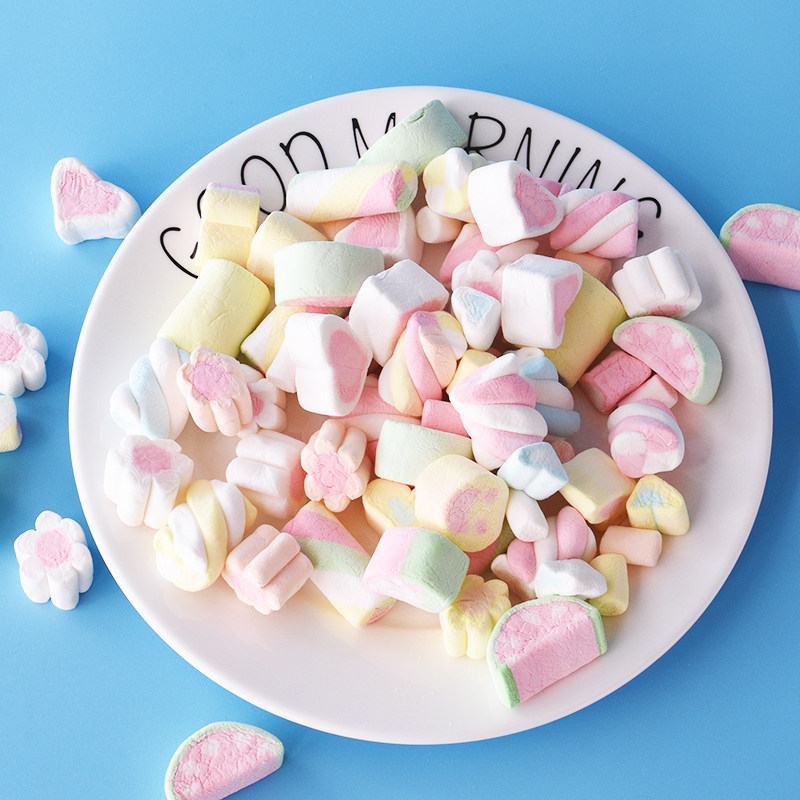 彩色棉花糖心形花粒爱心烘焙插件可食用饼干网红生日蛋糕装饰摆件