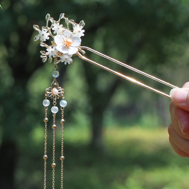 原创手工发簪头饰【悠霜】古典风发饰汉服旗袍配饰女清新u型发钗