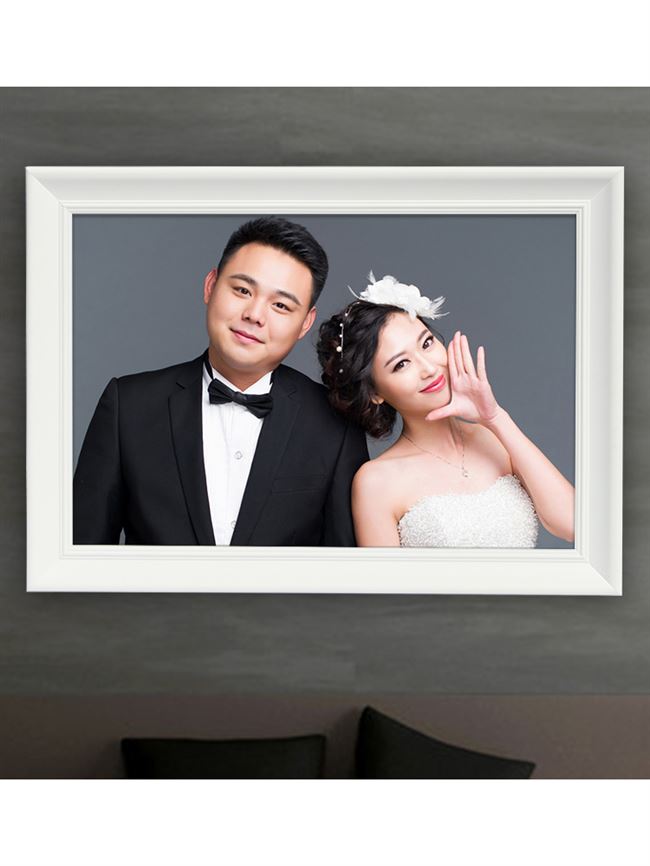 婚纱照放大挂墙洗照片加相框24 36寸简约白色制作影楼结婚照定