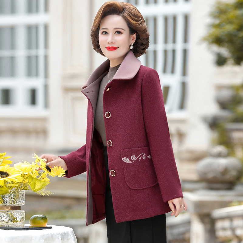 春装2022年冬季新款女装中年妈妈呢子外套时尚上衣女中年高贵洋气中