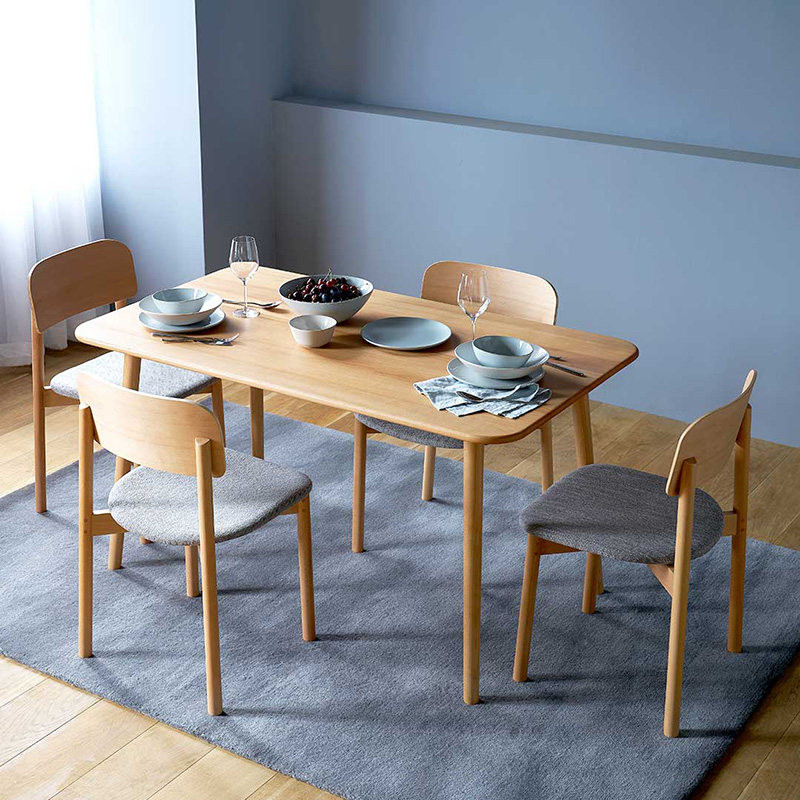 样子生活实木圆角拉伸餐桌椅组合现代简约北欧家用小户型方形饭桌