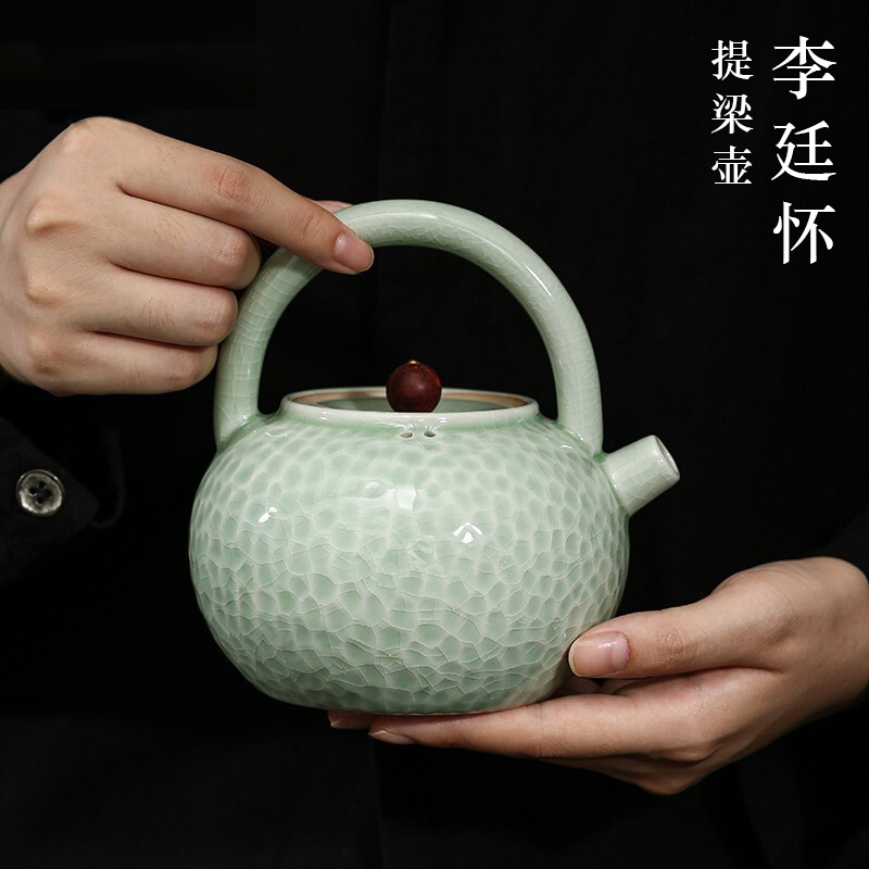 道诣堂 李廷怀大师手作汝窑汝瓷茶壶提梁壶开片可陶瓷泡茶器家用|ruв категории посуда, чайный сервиз, чайник - от Buy2taobao.com для оказания профессиональной услуги покупки агента Taobao