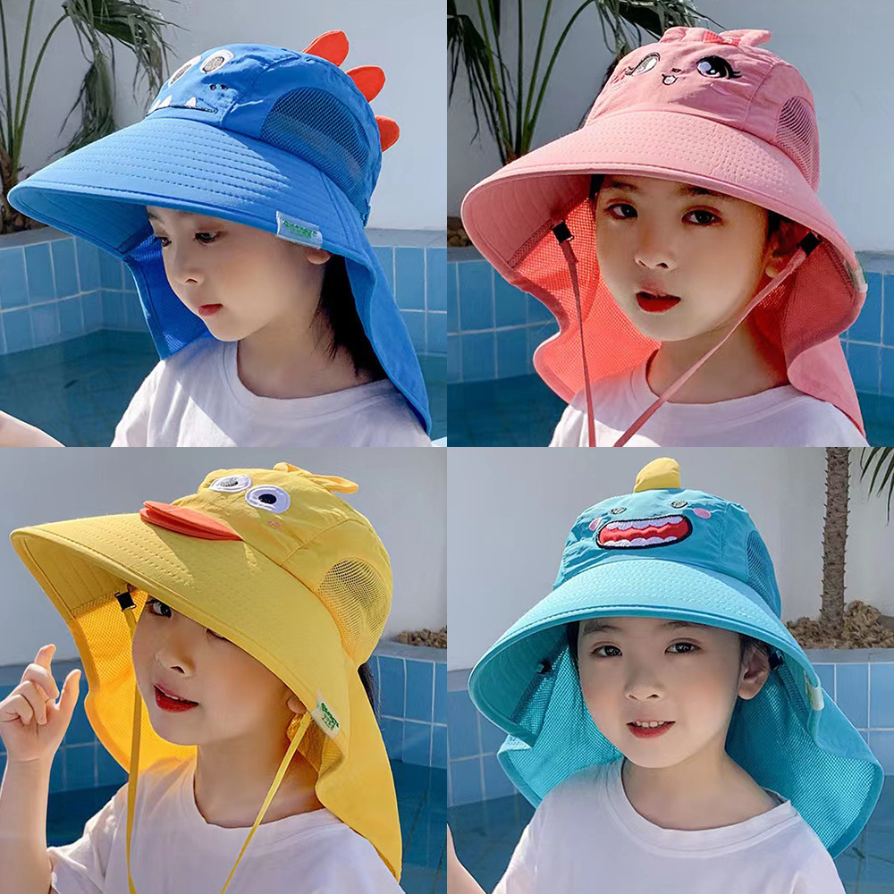 儿童海边沙滩防晒帽遮阳帽太阳帽春夏季帽子男女童户外可爱渔夫帽