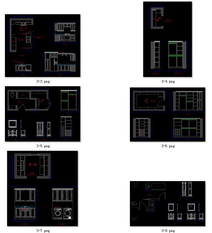22-厨房橱柜cad图稿(100多款)家装橱柜cad设计图纸图稿壁橱cad