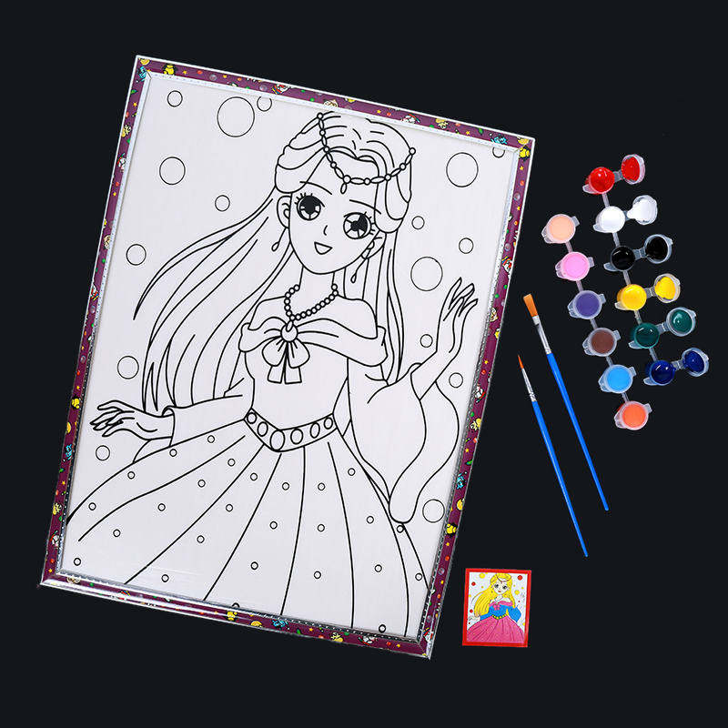 儿童颜料涂画板大涂料画画手工diy涂颜色填充水粉画填色广场涂鸦