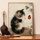 国风水墨可爱猫咪数字油画diy填充色涂鸦手工绘丙烯油彩画装饰画