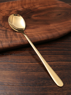 长柄铜勺子纯铜家用饭勺吃饭光面调羹勺创意高档餐具高颜值西餐勺