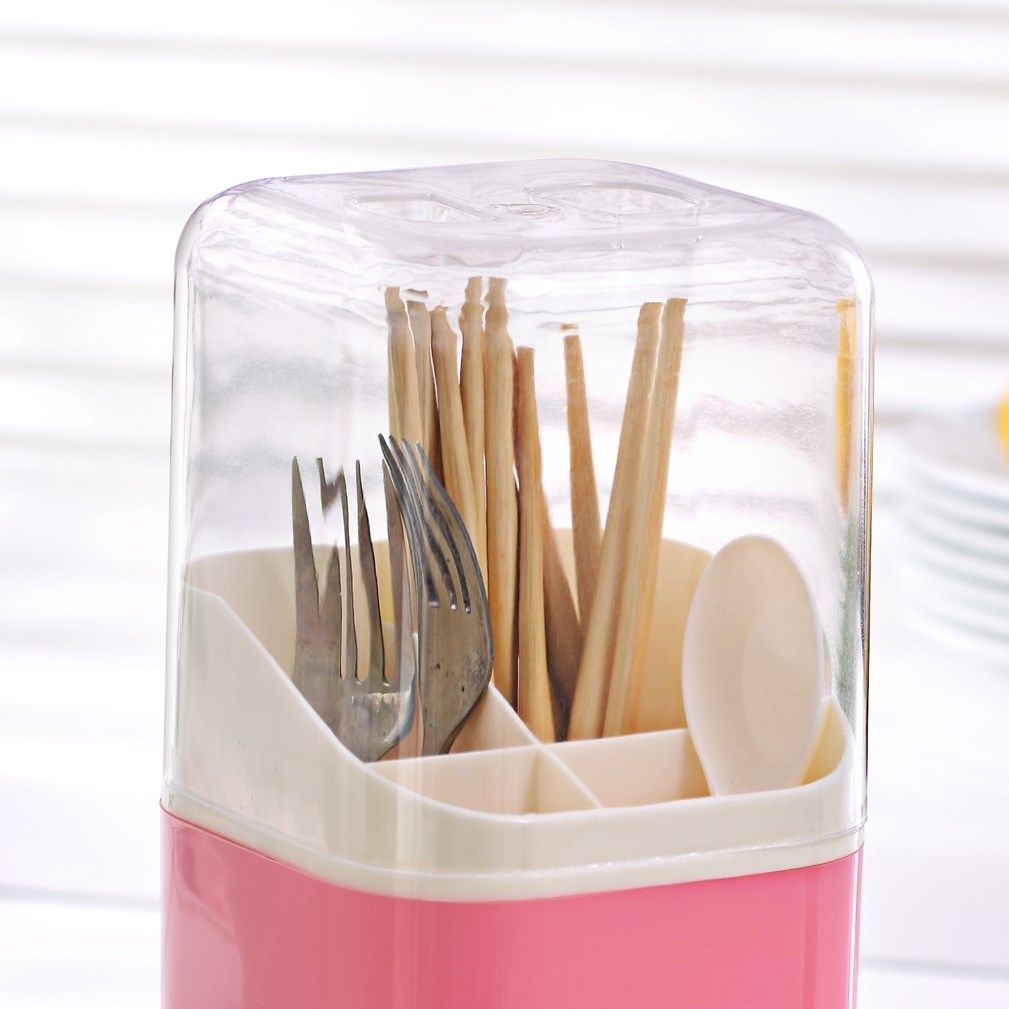 带盖多功能塑料筷子盒筒装厨房餐具勺子收纳盒沥水家用筷笼