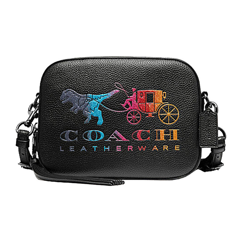 coach蔻驰专柜女士黑色马车图案单肩斜挎包69417gmbk