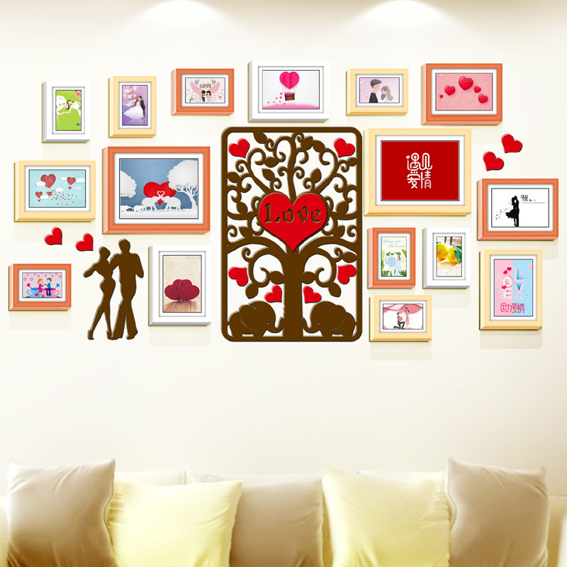 易添乐旗舰店-爱心照片墙装饰卧室亚克力结婚艺术照片情侣