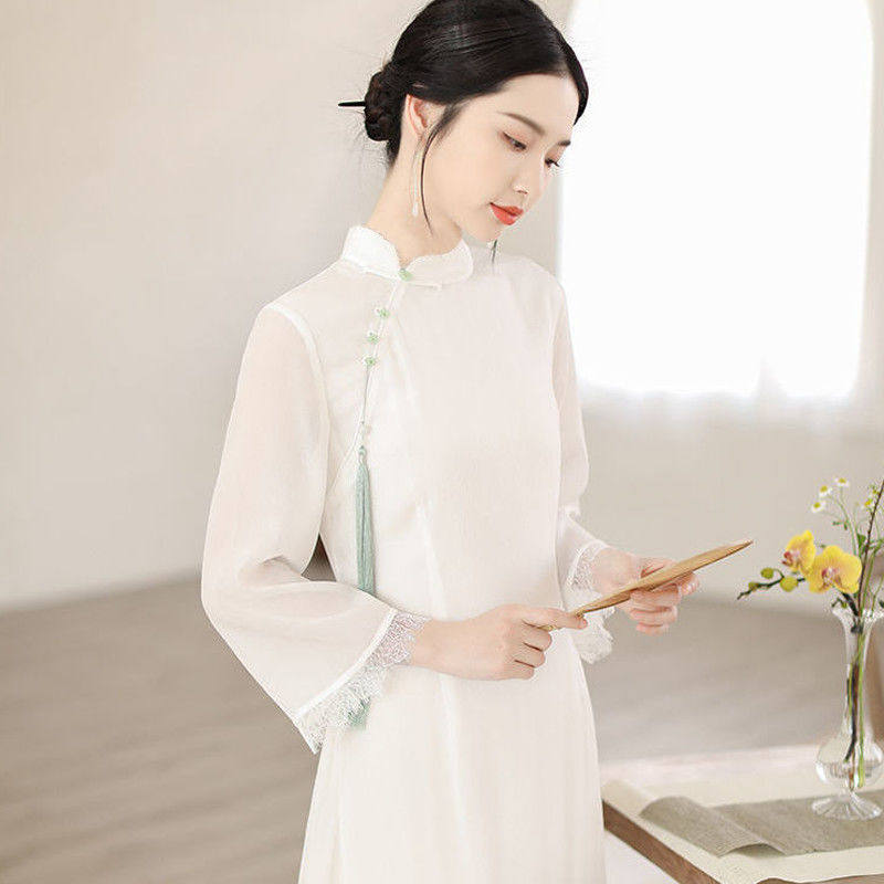 白色旗袍2021年新款