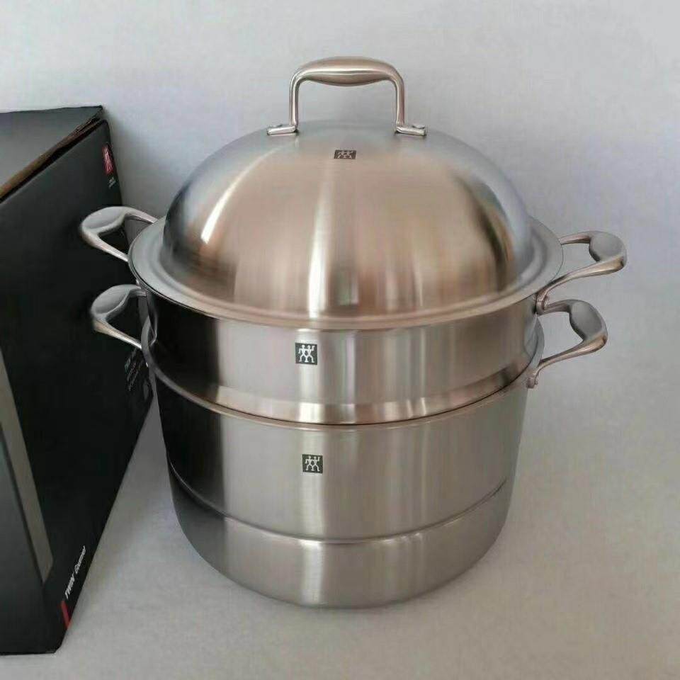 德国双立人蒸锅家用304不锈钢汤锅加厚大号电磁炉燃气灶通用煮锅