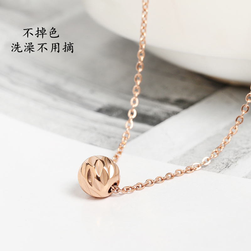日式轻奢珠珠项链女小众设计感钛钢18k玫瑰彩金锁骨链ins冷淡风