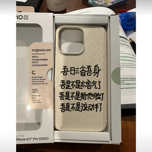 吾日三醒吾身搞怪适用苹果13手机壳iphone14promax新款15保护套11创意xsmax小麦壳xr软硅胶8plus女xs可降解pm