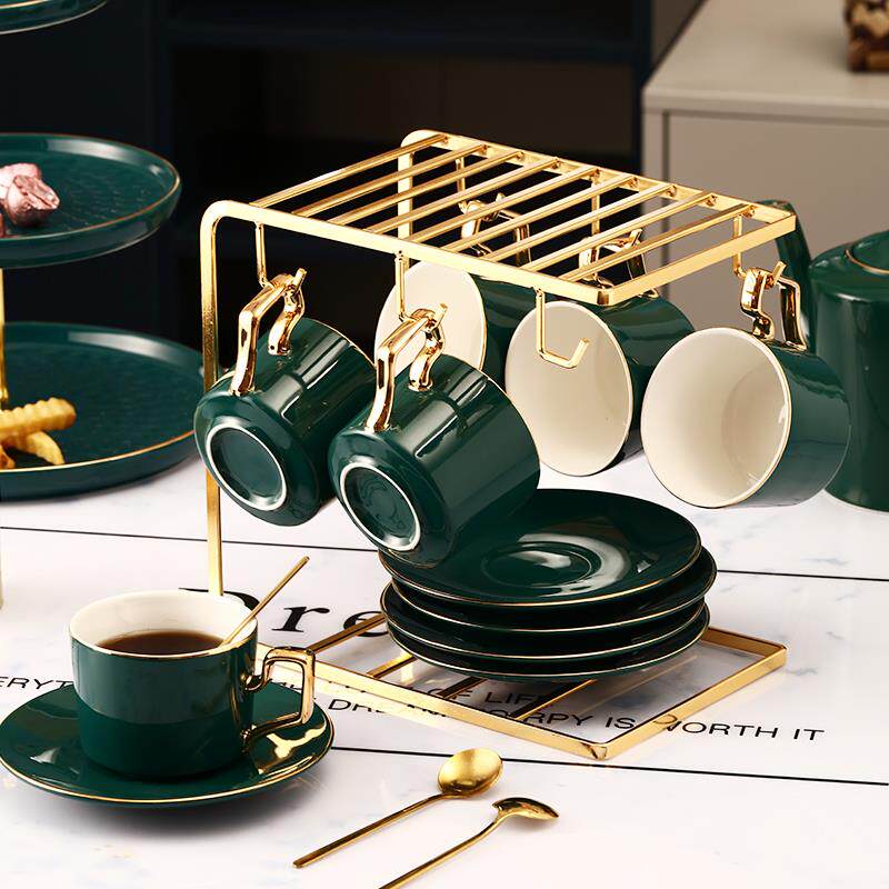 陶瓷咖啡杯碟套装欧式小奢华家用马克水杯子茶杯具轻奢美式ins风