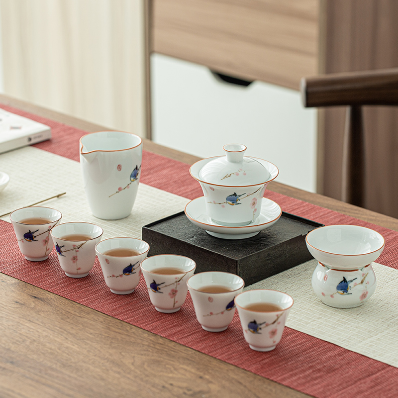 手绘高档白瓷茶具套装纯手工釉下彩功夫茶杯盖碗家用简约现代客厅|ruв категории посуда, чайный сервиз, кунг - Фу, чайный сервиз - от Buy2taobao.com для оказания профессиональной услуги покупки агента Taobao