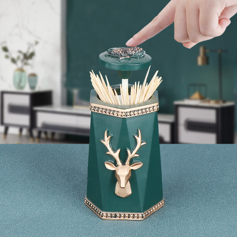 轻奢牙签盒北欧ins简约家用个性创意客厅网红高档按压牙签筒棉盒