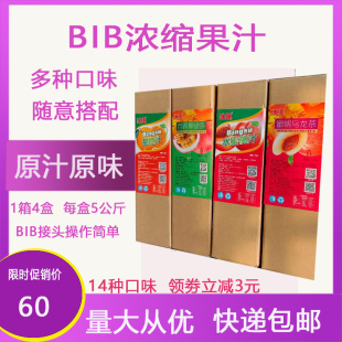 BIB10倍浓缩果汁果茶5升袋装原浆包现调饮料商用柳橙芒果西柚蜜桃