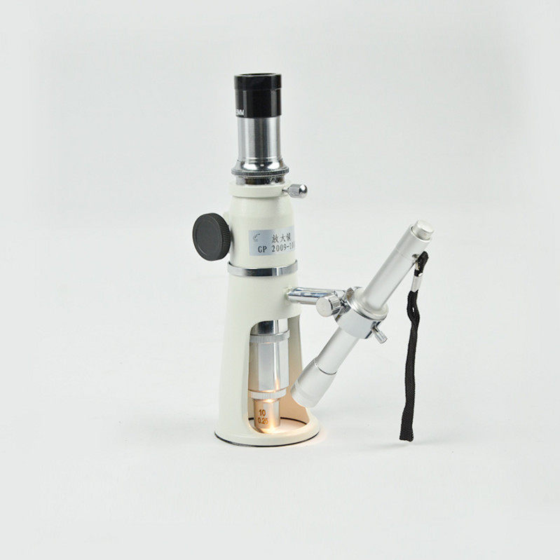 100倍带刻度放大镜带尺显微镜led灯高脚镜测量百倍镜gp 2009-100k